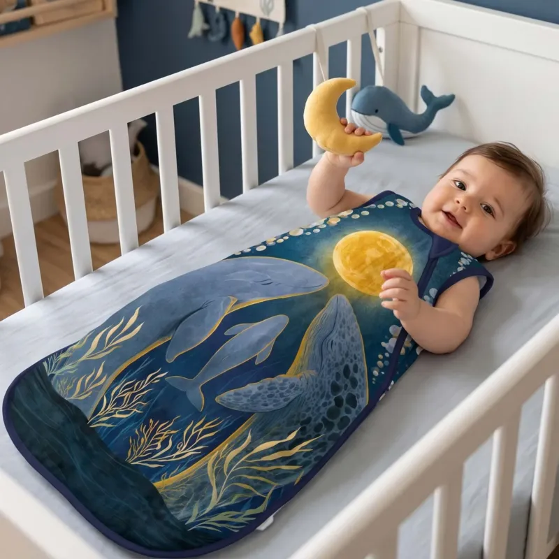 Moonlit Whale Family Bamboo Sleep Bag