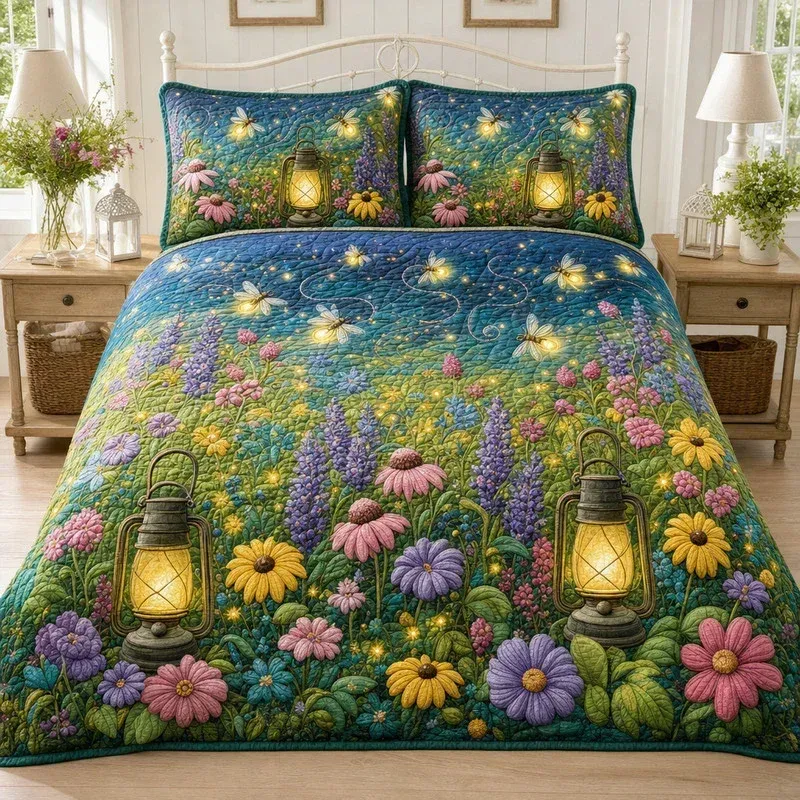 Mystic Lantern Forest Bamboo Quilt Bedding Set