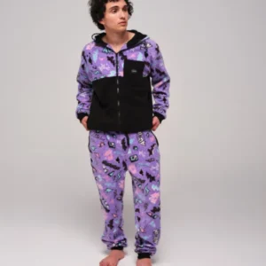 Sweat polaire à capuche - Pop 80s Violet