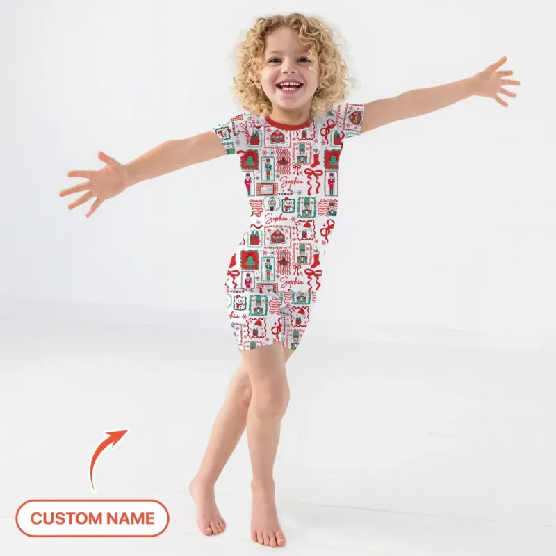 Personalized Nutcracker Parade Two Piece Short Sleeve Pajama Set , Personalized Nutcracker Parade Two Piece Short Sleeve Pajama Set - 12-18M