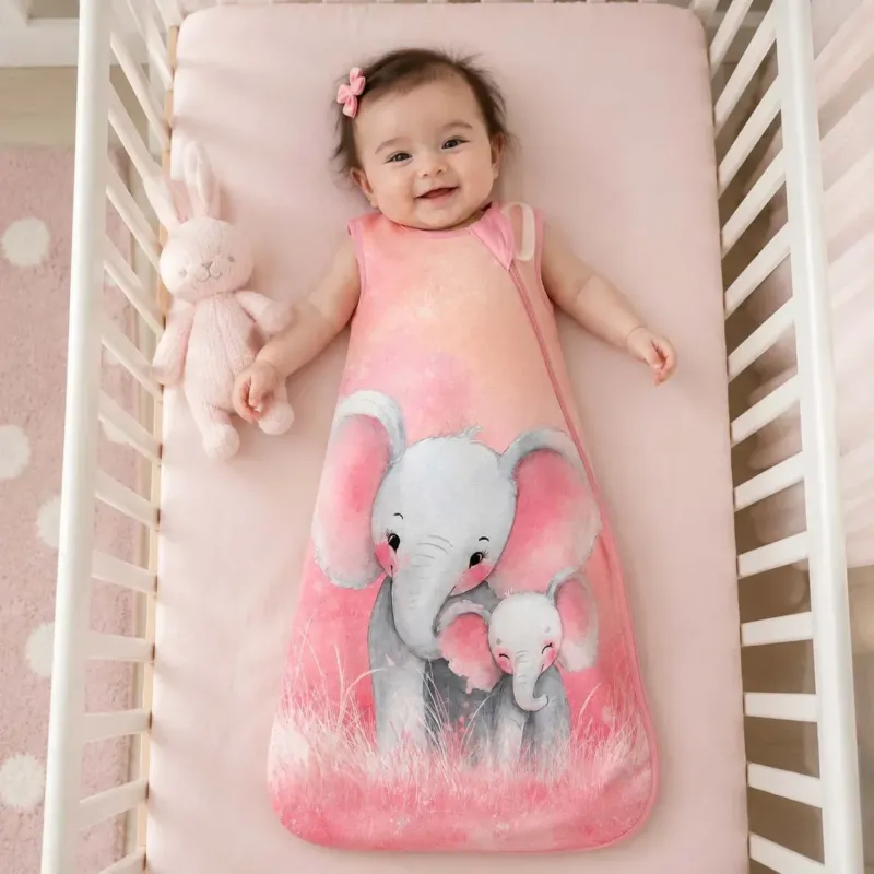 Pink Elephant Love Bamboo Sleep Bag