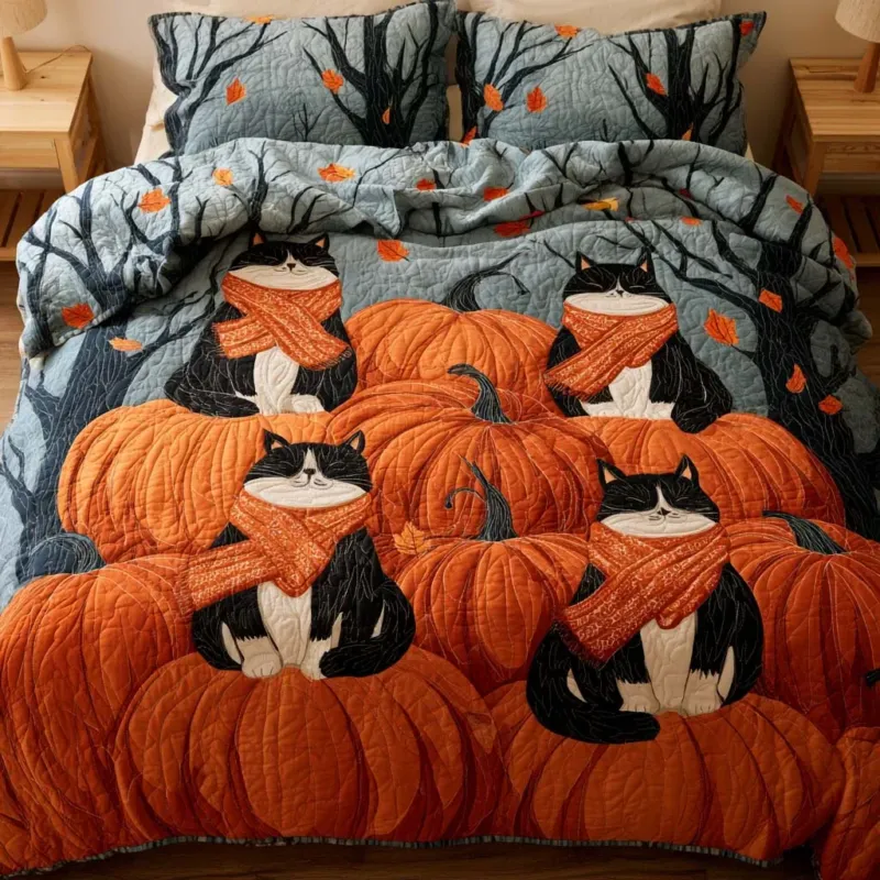Playful Cat Adventures Bamboo Quilt Bedding Set