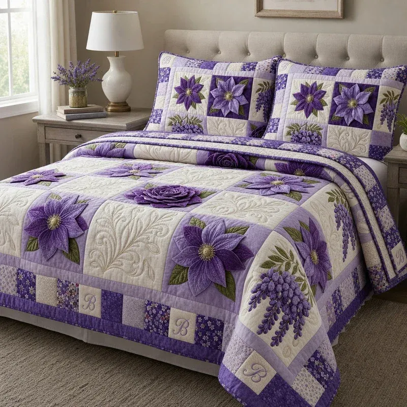 Plum Blossoms Bamboo Quilt Bedding Set