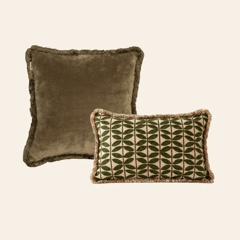 Kotabo Sierkussenset Bobby – Set van 2 kussens – Olive & Butter Beige