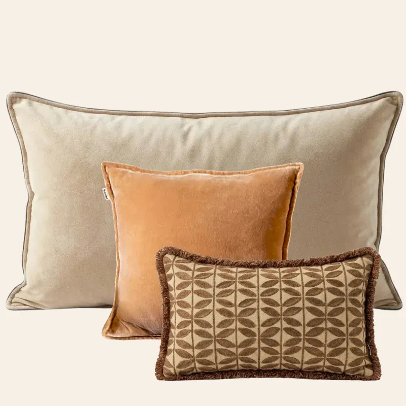 Kotabo sierkussenset Eva – Set van 3 kussens – Butter Beige, Caramel Crunch & Bold Beige