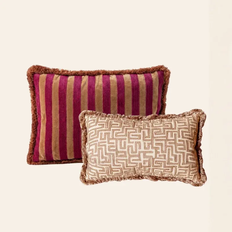 Kotabo sierkussenset Evy – Set van 2 kussens - Berry & Beige