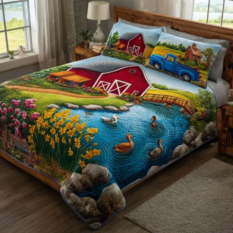 Rustic Meadow Bamboo Quilt Bedding Set