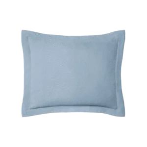 Sferra Cobblestones textured steel blue matelassé sham with flange border.