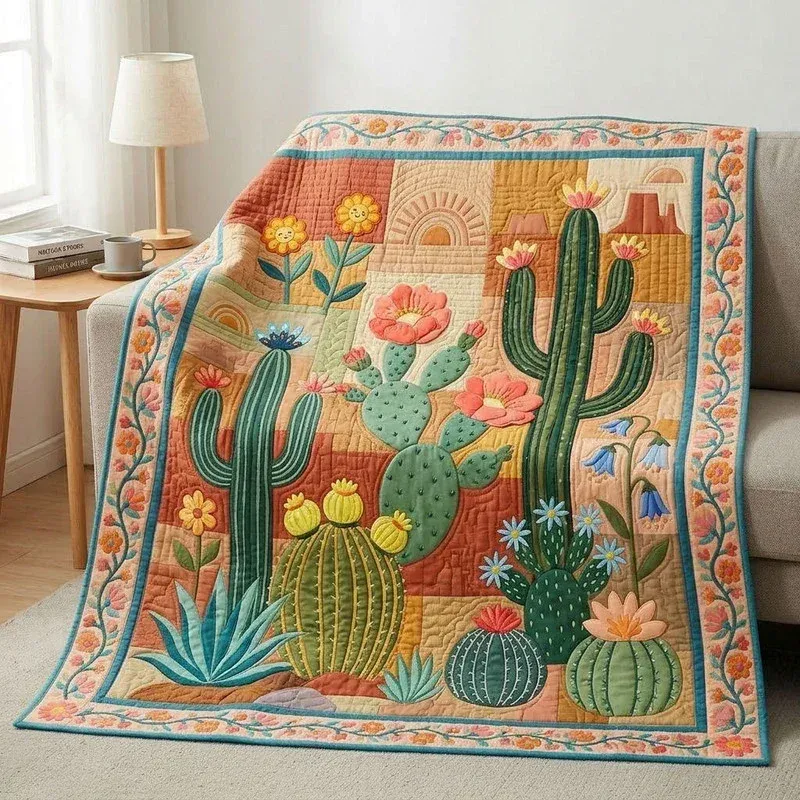 Sandy Desert Oasis Bamboo Quilt Blanket