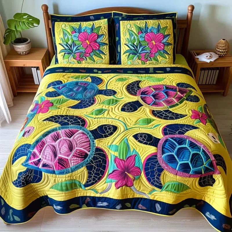Sandy Turtle Bamboo Quilt Bedding Set