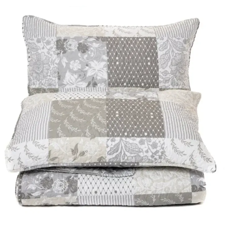 Vanille Grey & Greige Quilted Coverlet Set Reversible