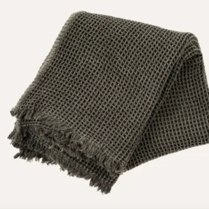 Waffle Throw Blanket Dark Grey Stonewashed Cotton