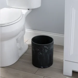 Michael Angelo Black & White Marble Resin Waste Basket