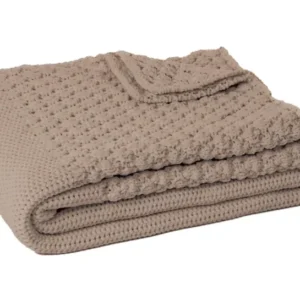 Basket Throw Chenille Blanket Taupe