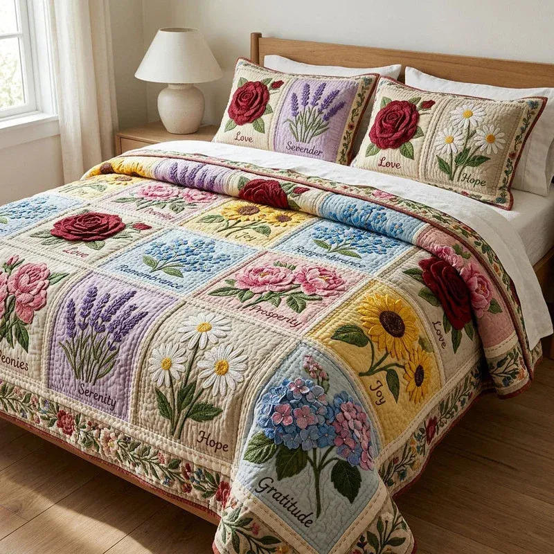 Serene Sentiment Bamboo Quilt Bedding Set