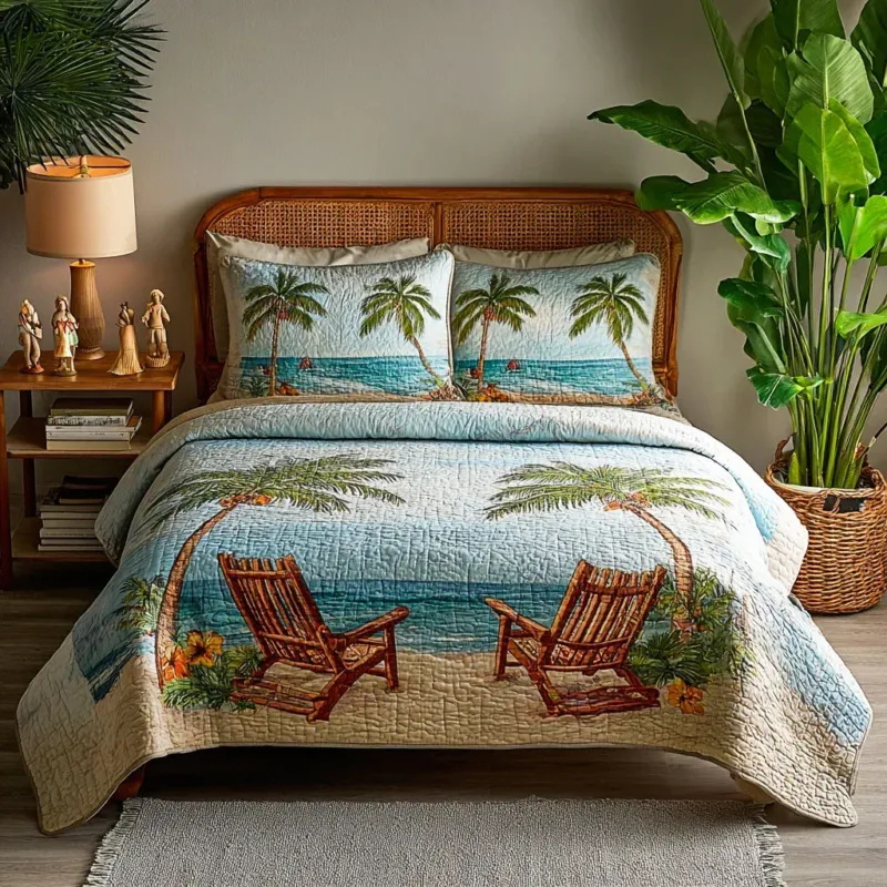 Summer Wave Bamboo Quilt Bedding Set