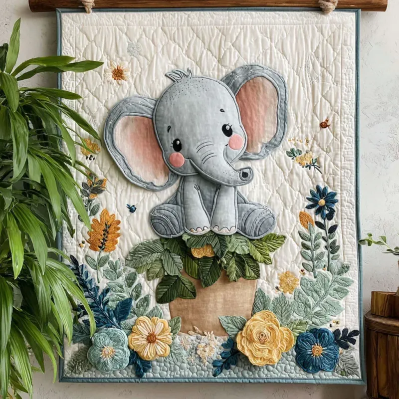 Sweet Elephant Bamboo Quilt Blanket
