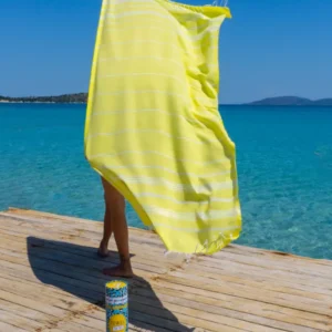 Quick-Dry Cotton Towel – Lightweight Beach & Travel Towel – Lemon – Ipanema