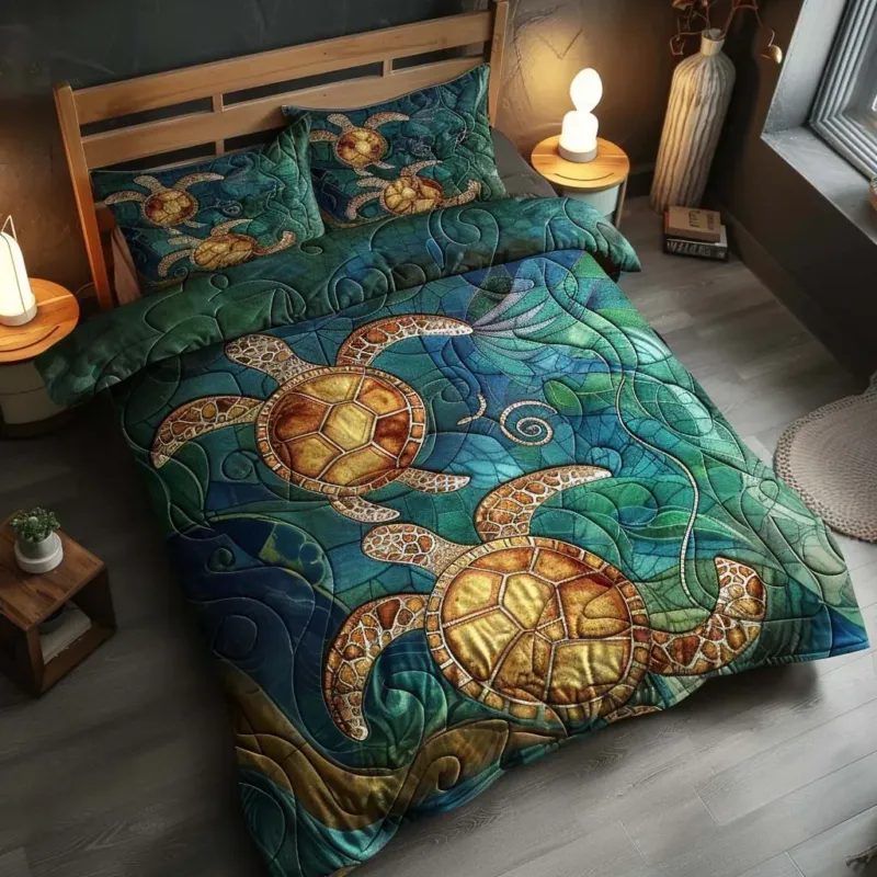 Turtle Horizon Bamboo Quilt Bedding Set