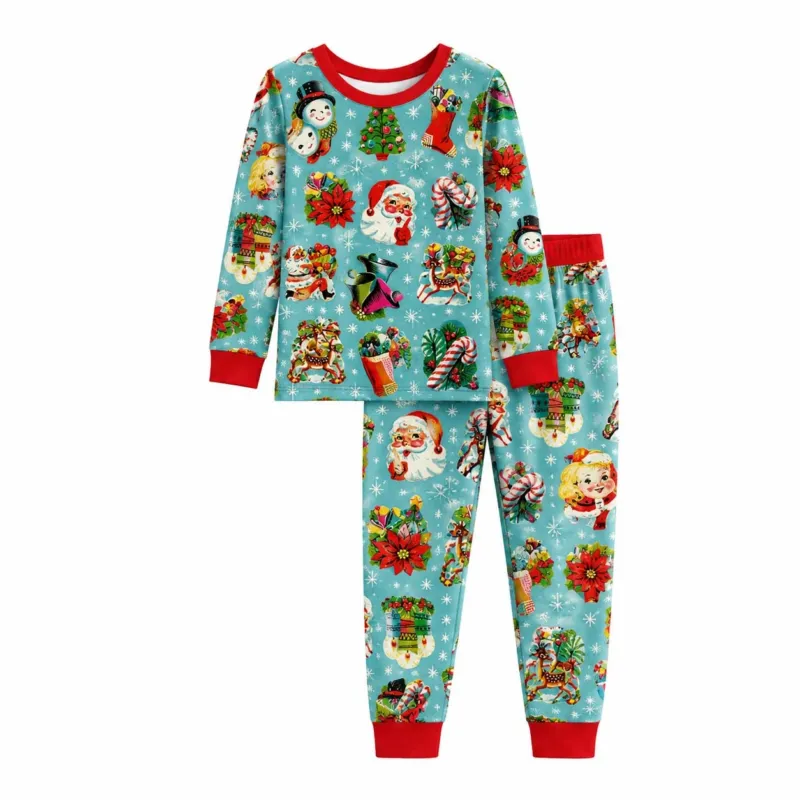 Vintage Christmas Cutouts Bamboo Two Piece Long Sleeve Pajama Set – Bild 2