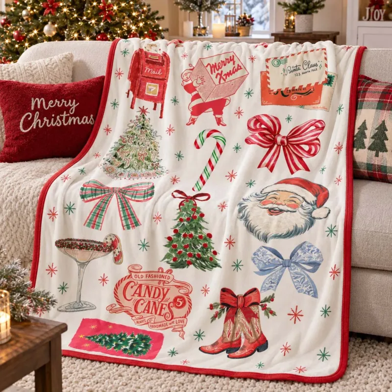 Vintage Christmas Mail Bamboo Blanket