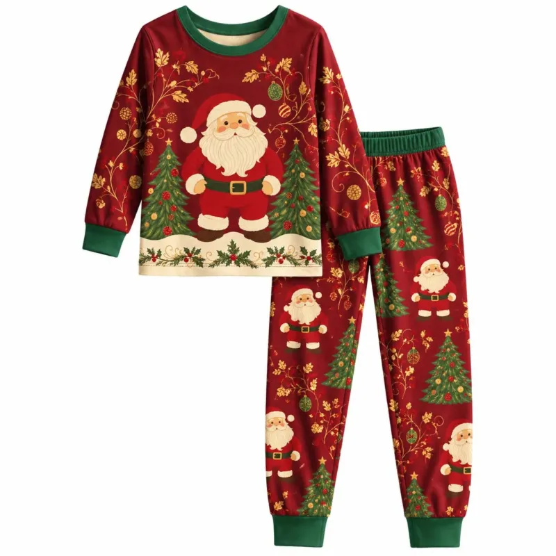 Vintage Santa Christmas Elegance Bamboo Two Piece Long Sleeve Pajama Set – Bild 2