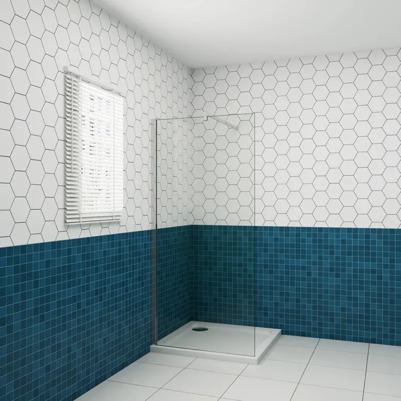 Walk In Dusche Duschabtrennung Duschwand 110x H.200 cm 8mm NANO Glas mit 140cm Stabilisationsstange