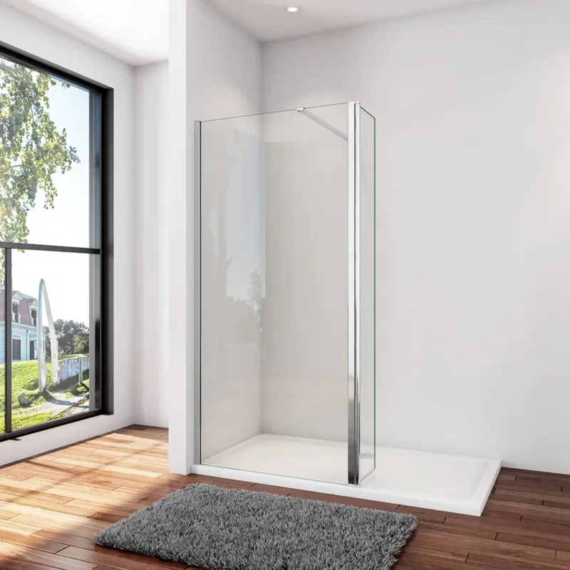 Walk In Duschwand Dusche 50+30 x H.200 cm 8mm NANO Glas Sicherheitsglas Duschhaus