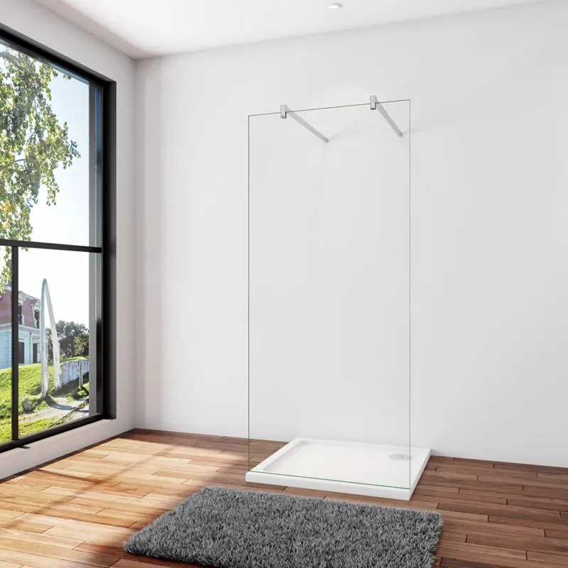 Duschkabine Duschwand 107.7 x H.200 cm 8mm NANO Glas Stabistange 140 cm Duschhaus
