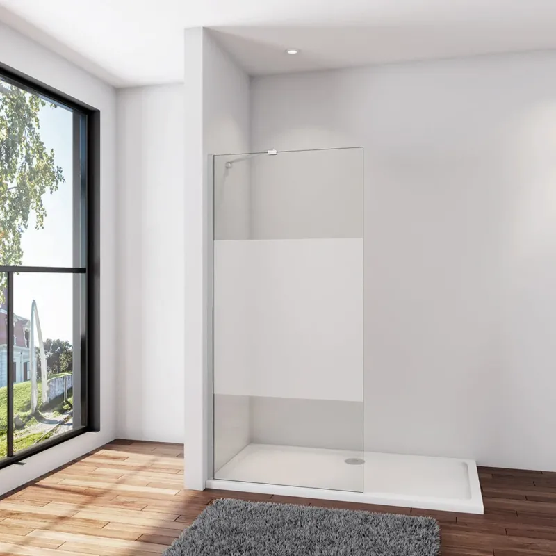 Walk In Duschtrennwand 85 x H.200 cm 8mm Glas mit Glasschutzfolie Aluminium Duschhaus