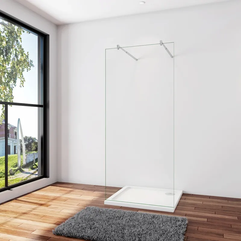 8mm NANO Glas 97.7x200 cm Walk-In Duschen barrierefreies Bad mit 70-120cm Stabilisationsstange