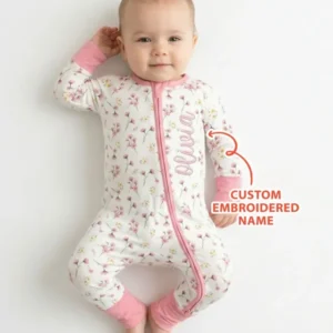 Custom Embroidered Name Floral Whispers Bamboo Convertible Zippy