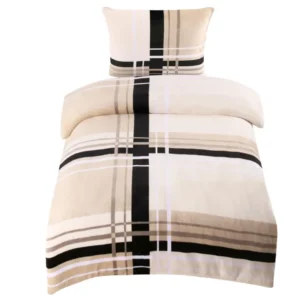 One Home Winter Bettwäsche Teddy Plüsch gestreift modern Kuschelig Flauschig Warm Weich beige