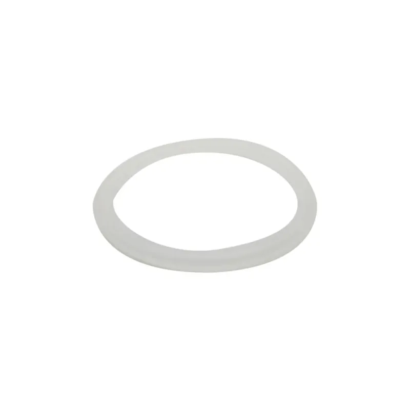 Das Bild zeigt einen weißen, ovalen Gummiring auf einem weißen Hintergrund. Der Ring ist gleichmäßig geformt und hat eine glatte Oberfläche.