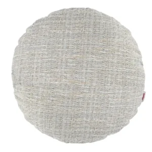 beties Freiluft Melange Outdoor-Kissenhülle 40 cm rund Beige Frontansicht – wetterfeste Rundkissenhülle für Garten