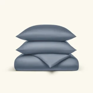 Bio - Baumwolle Bettwäsche Set Taubenblau 135x200 cm 80x80 cm