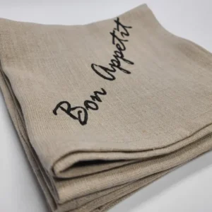 Bon Appetit Embroidered Linen Napkins Set of 4