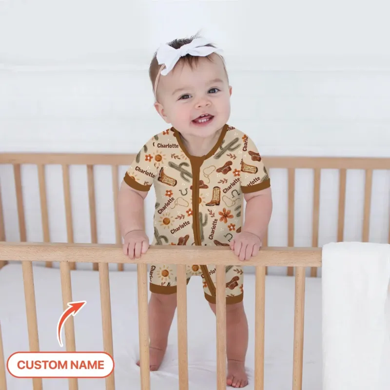 Custom Name Western Cowboy Stuff Shorty Zippy , Custom Name Western Cowboy Stuff Shorty Zippy - 0-3M