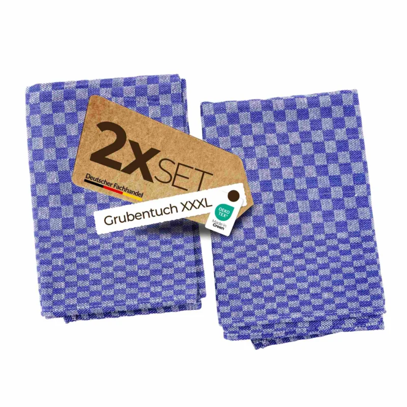 Sterzbachs 2er Set Max Grubentuch Geschirrtücher Baumwolle Kariert 220 GSM 50x100 cm Blau