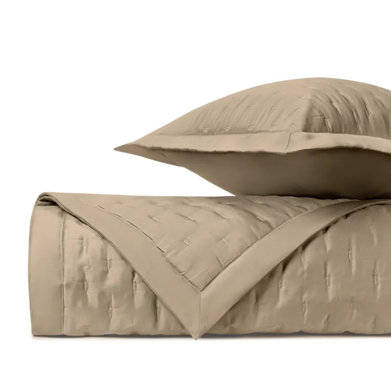 Home Treasures Fil Coupé quilted coverlet and euro sham set in khaki.