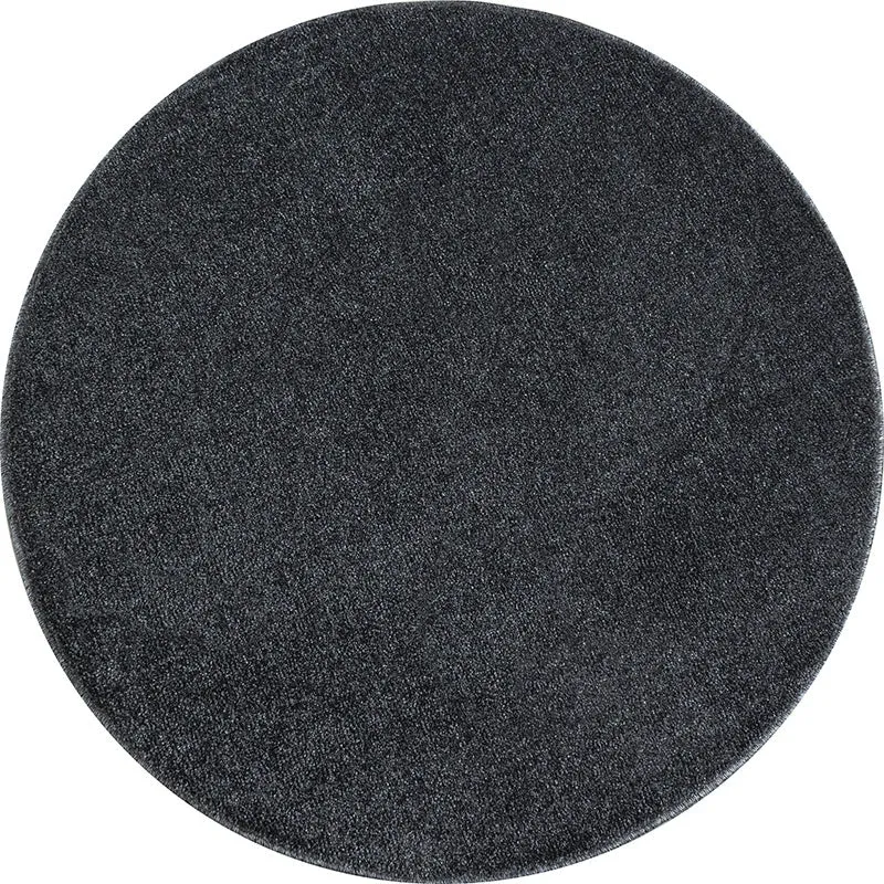 Round Low Pile Floor Rug - Asa Grey