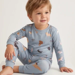 Playful Dog Parade Bamboo Two Piece Long Sleeve Pajama Set