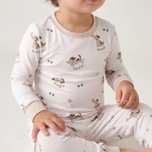Puppy Farm Words Bamboo Two Piece Long Sleeve Pajama Set