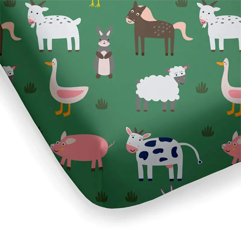 Green Farm Animals Fitted Crib Sheet , Green Farm Animals Fitted Crib Sheet - Default Title