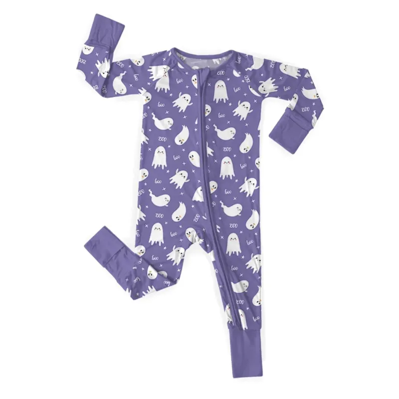 Halloween Cute Ghost Convertible Zippered Romper , Halloween Cute Ghost Convertible Zippered Romper - Newborn