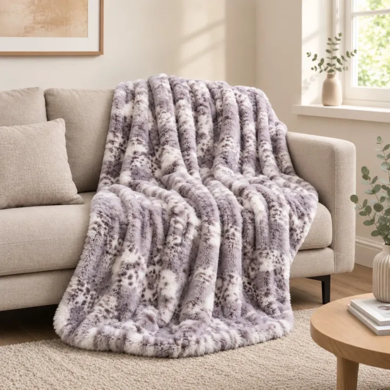 Felldecke Star Home Wohndecke Irbis Webpelz Fell Schneeleopard 150x200