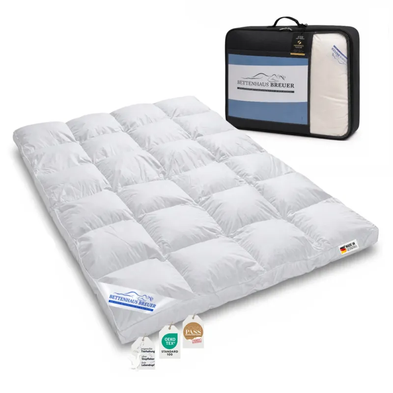 eine Bettdecke 155x220 mit Tasche 4x6 Kassettensteppung warme Daunenfuellung