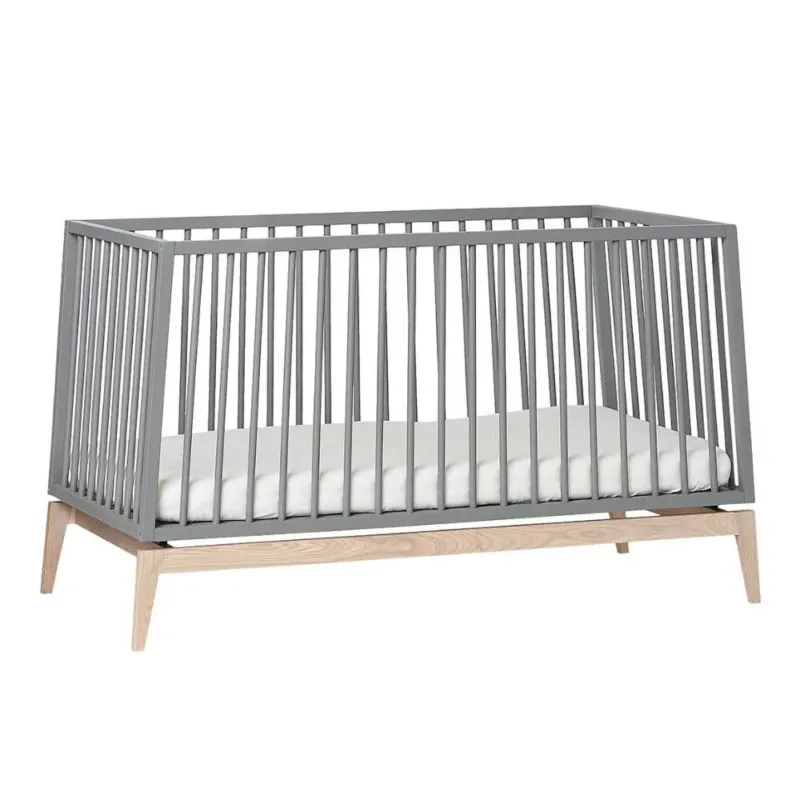 LEANDER - Lit Bébé Luna, 140x70 Cm, Gris/chêne