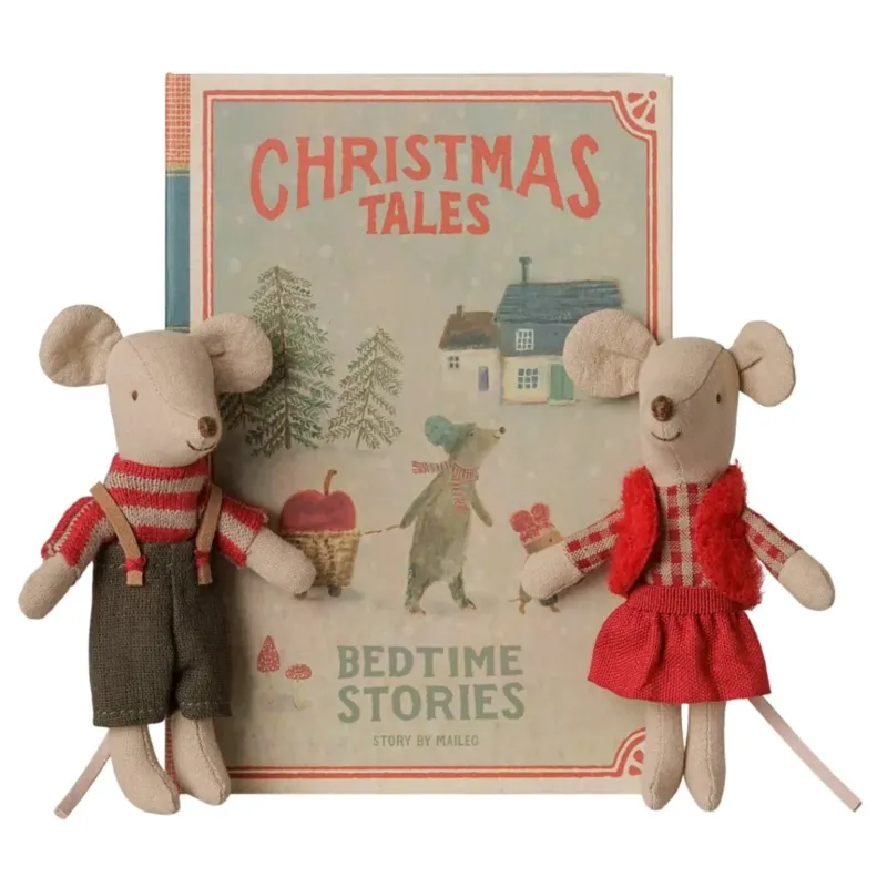 MAILEG-Jumeaux Souris De Noël, Petite Sœur Et Petit Frère Dans Leur Coffret Livre