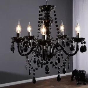 Eleganter Kronleuchter BLACK CRYSTAL 55cm schwarz Acryl 5-armig Lüster